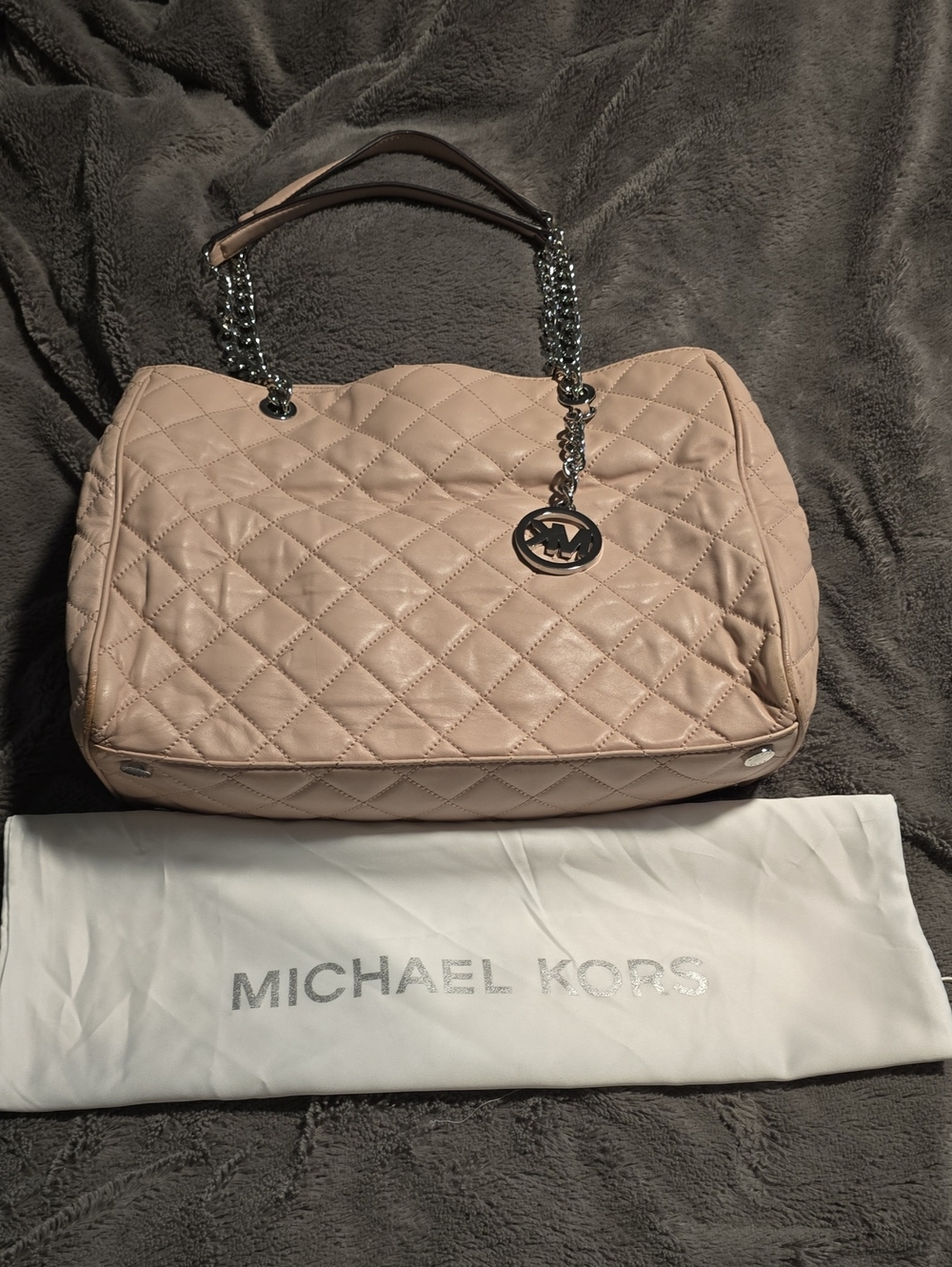 Michael Kors Quilted Shoulder Tote in Blush Pink